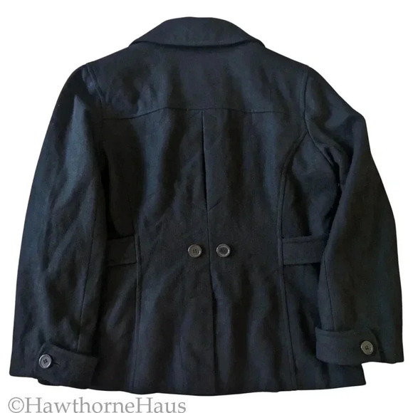 GIACCA Black Double Breasted Peacoat Size XL Wool Blend Heavyweight Lined - Picture 6 of 9